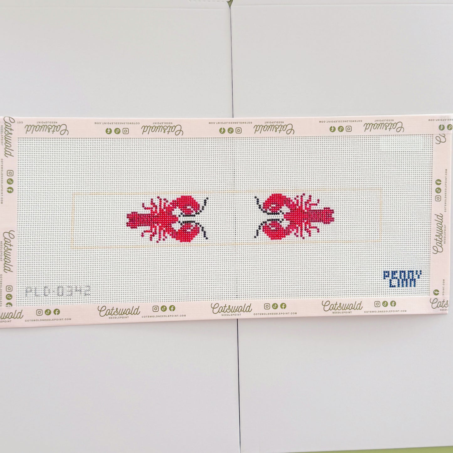Lobsters Key Fob Needlepoint Canvas, 18 mesh, 1.22" x 8"