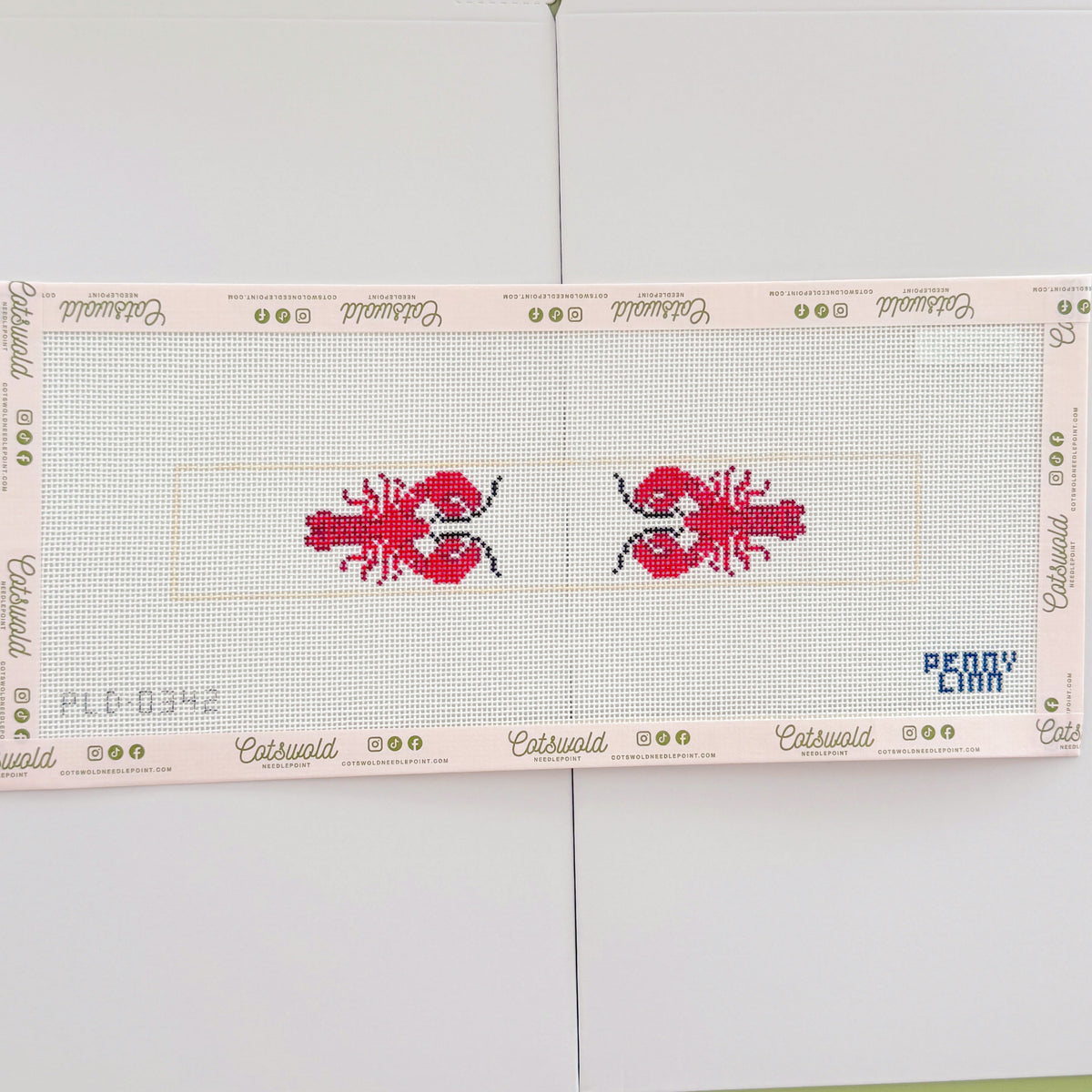 Lobsters Key Fob Needlepoint Canvas, 18 mesh, 1.22" x 8"