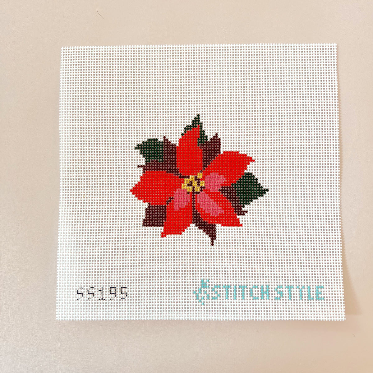 Christmas Poinsettia Needlepoint Canvas
