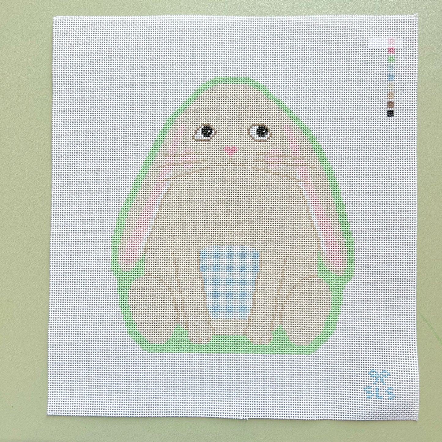 Large Brown Bunny Buddy Needlepoint Canvas, 13 Mesh, 9.5"x8.4" Design Size