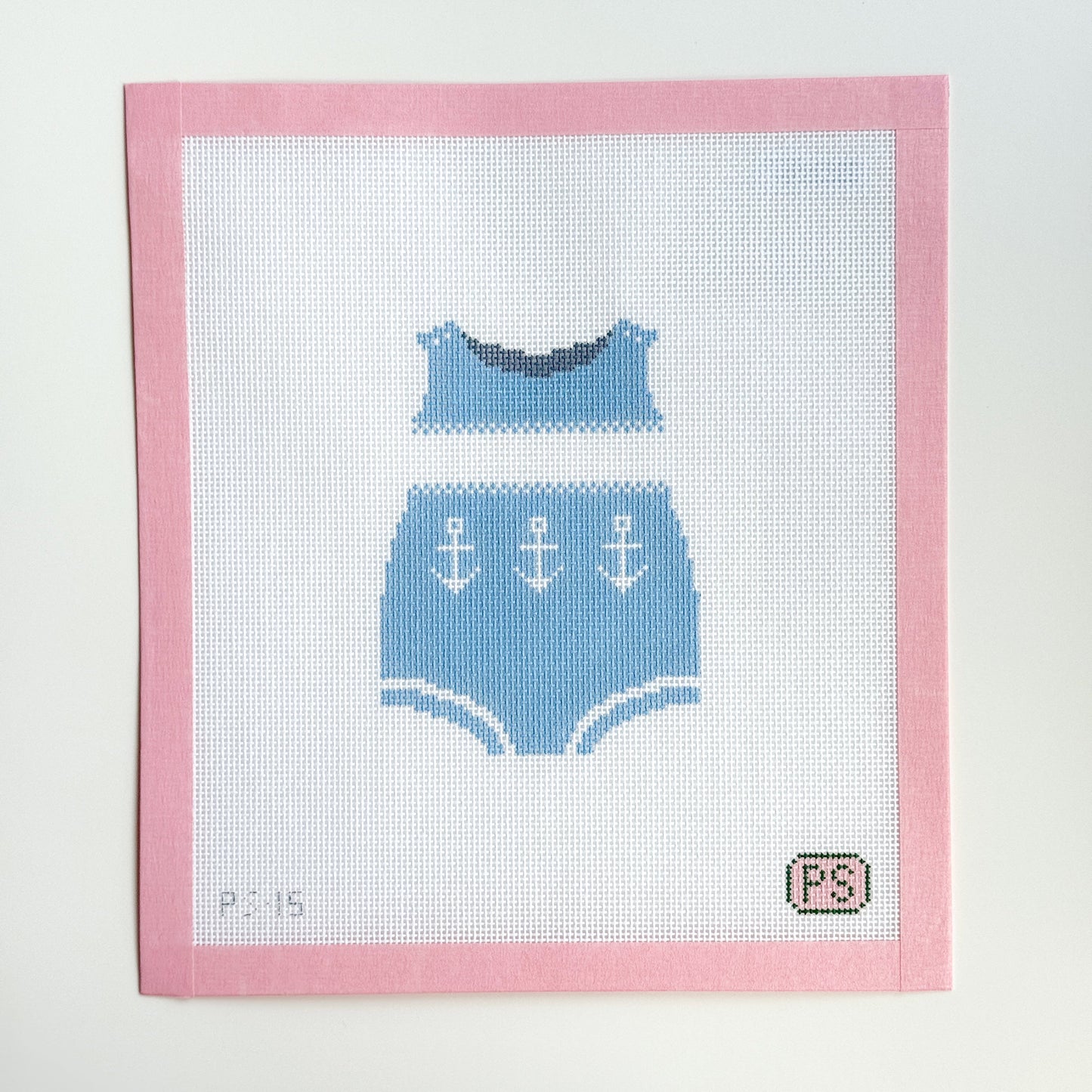 Baby Boy Bubble Nautical Outfit Needlepoint Canvas, Baby Outfit Needlepoint Canvas, 4.5x3 design, 18 mesh
