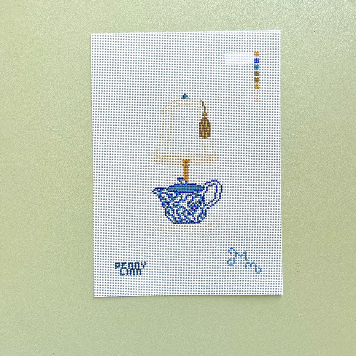 Blue Tea Light Needlepoint Canvas, 18 Mesh, 5"x2.5" Design Size