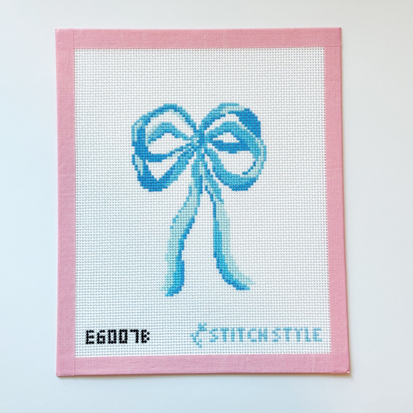 Baby Blue Bow Needlepoint Canvas, Whimsical Bow Needlepoint Canvas, 13 Mesh, 4x6 Design