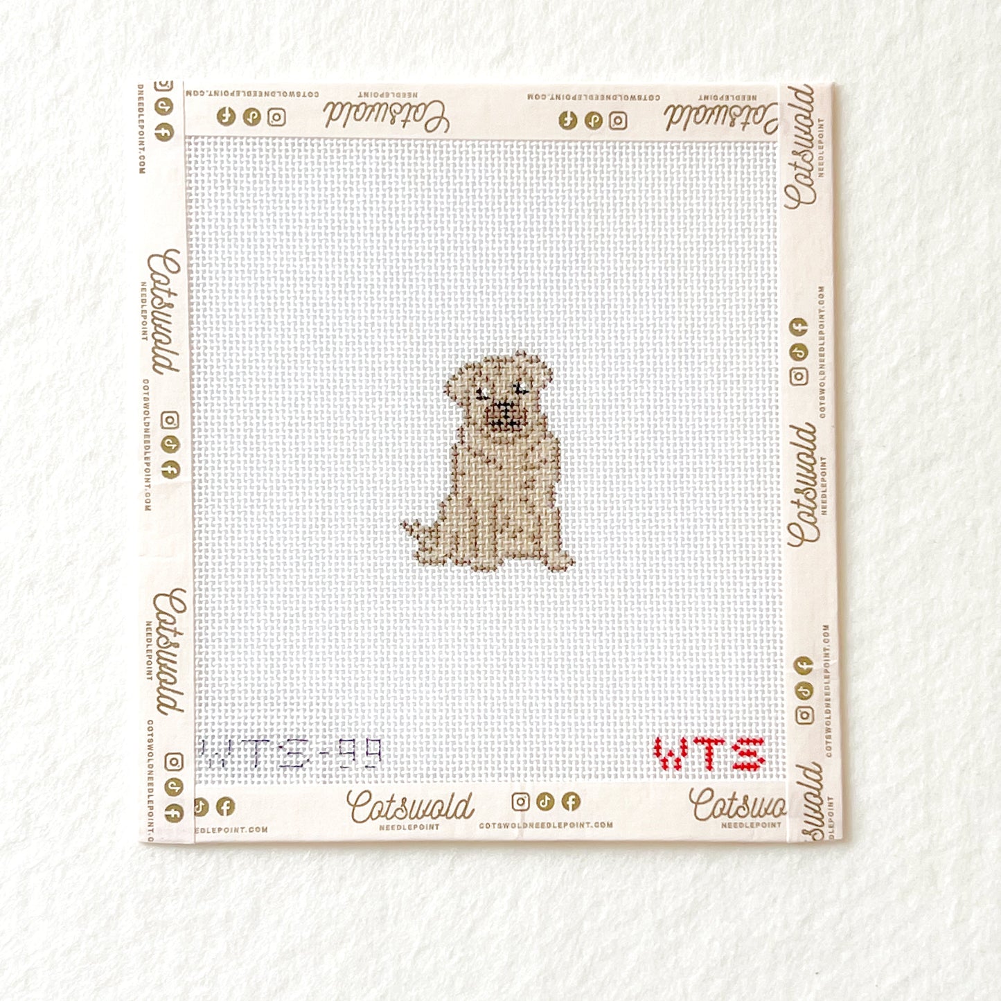 Mini Pug Needlepoint Canvas, Hand Painted Pug Dog Needlepoint, 18 Mesh, Mini Dog Needlepoint Canvas, 1.5x2.5 Design