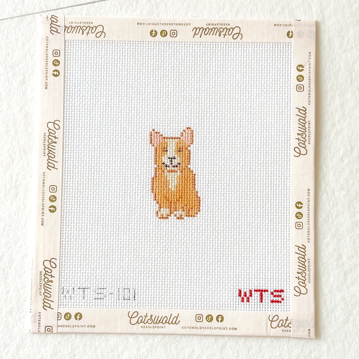 Mini Corgi Needlepoint Canvas, Hand Painted Corgi Needlepoint, 18 Mesh, Mini Dog Needlepoint Canvas, 1.5x2.5 Design