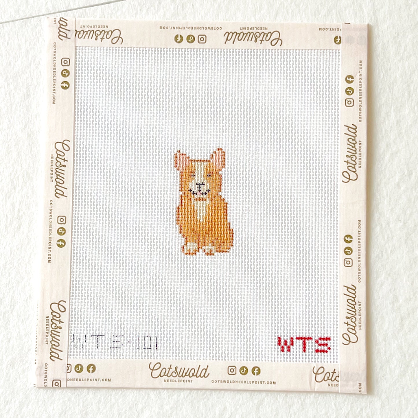 Mini Corgi Needlepoint Canvas, Hand Painted Corgi Needlepoint, 18 Mesh, Mini Dog Needlepoint Canvas, 1.5x2.5 Design
