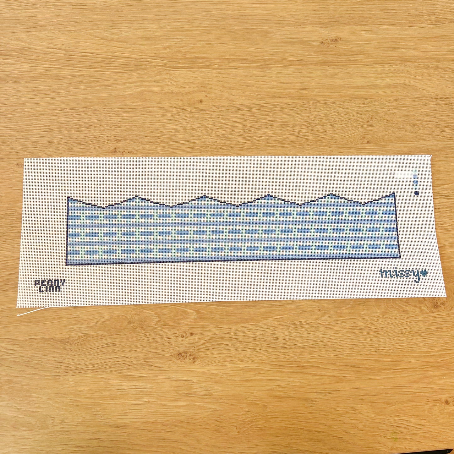 Blue Plaid Birthday Crown Needlepoint Canvas, 13 Mesh, 3.6" x 17.3" Design Size