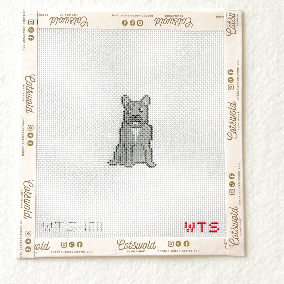 Mini Frenchie Dog Needlepoint Canvas, French Bulldog Needlepoint, 18 Mesh, 1.5x2.5 Design