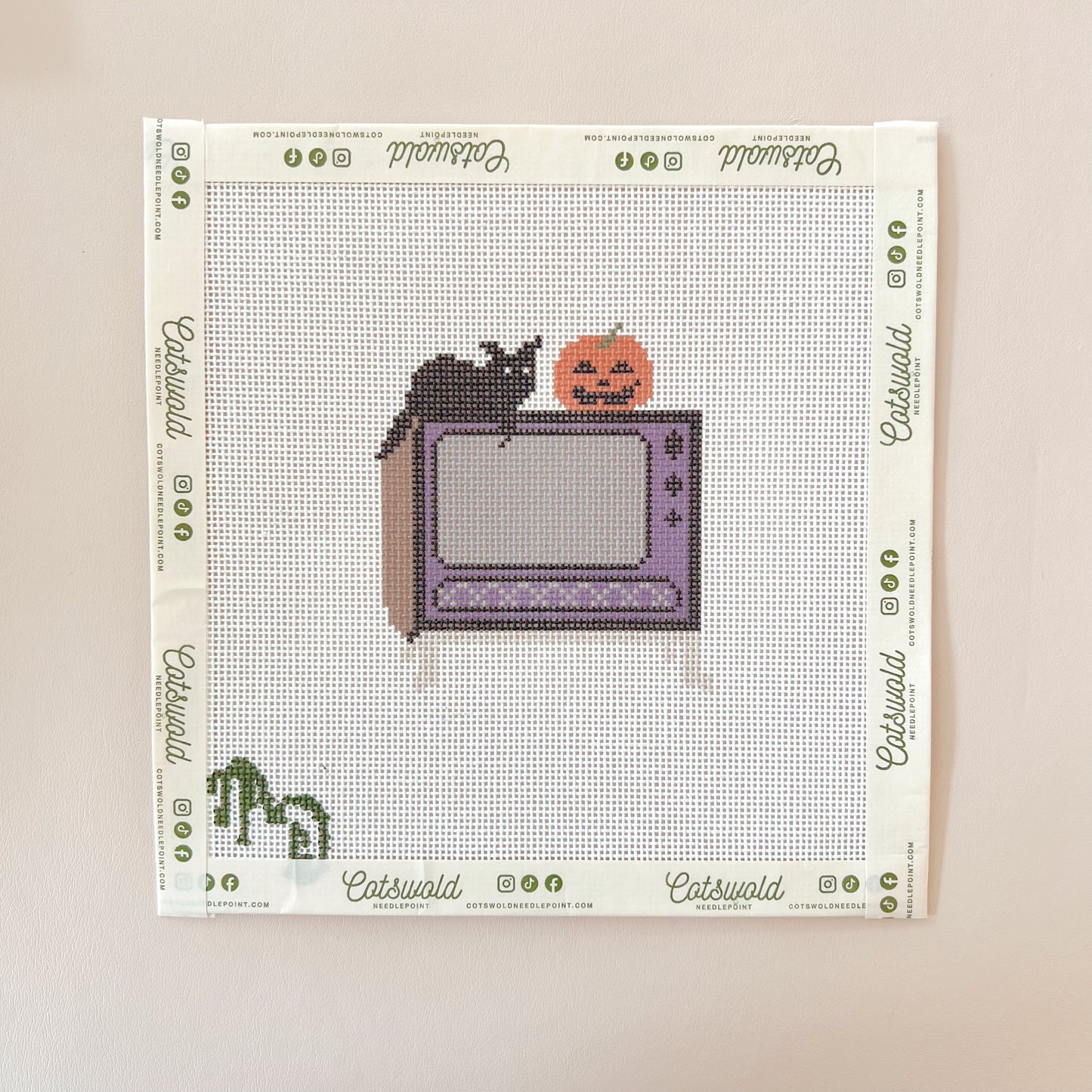 Vintage Halloween TV Needlepoint Canvas, 18 mesh