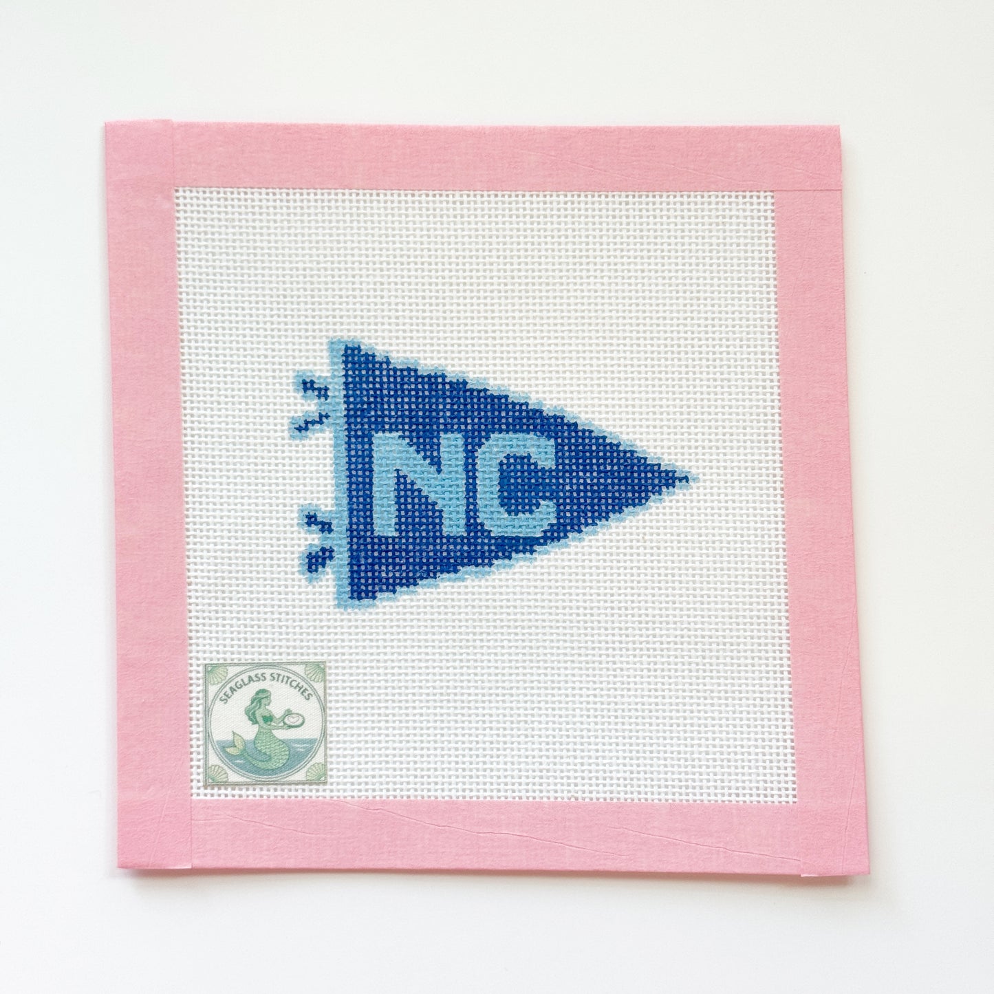 North Carolina Mini Penant Flag Needlepoint Canvas, 13 Mesh, 2.5"x2" Design
