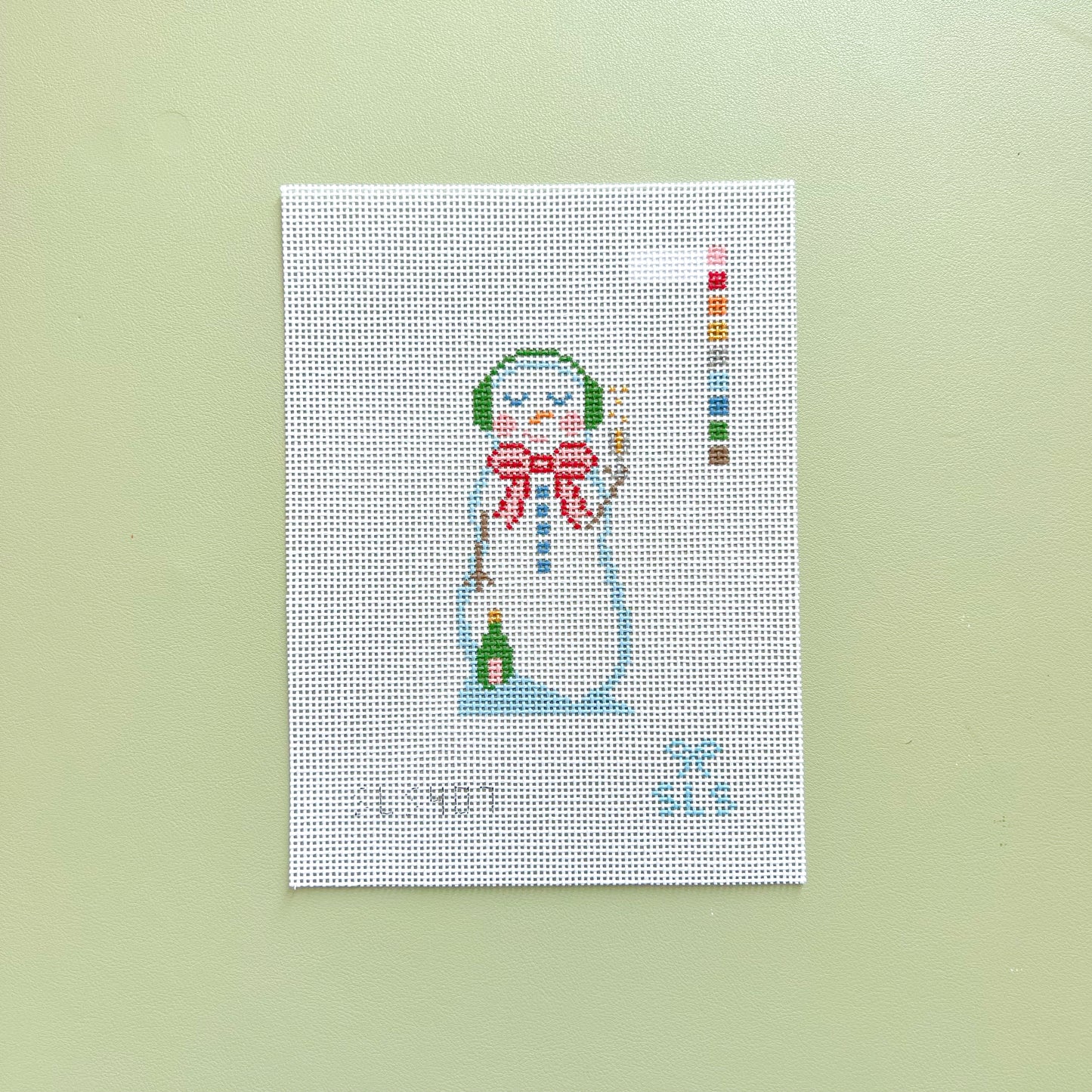 Champagne Snow Woman Needlepoint Canvas, 13 mesh, 4.2"x2.5" Design Size