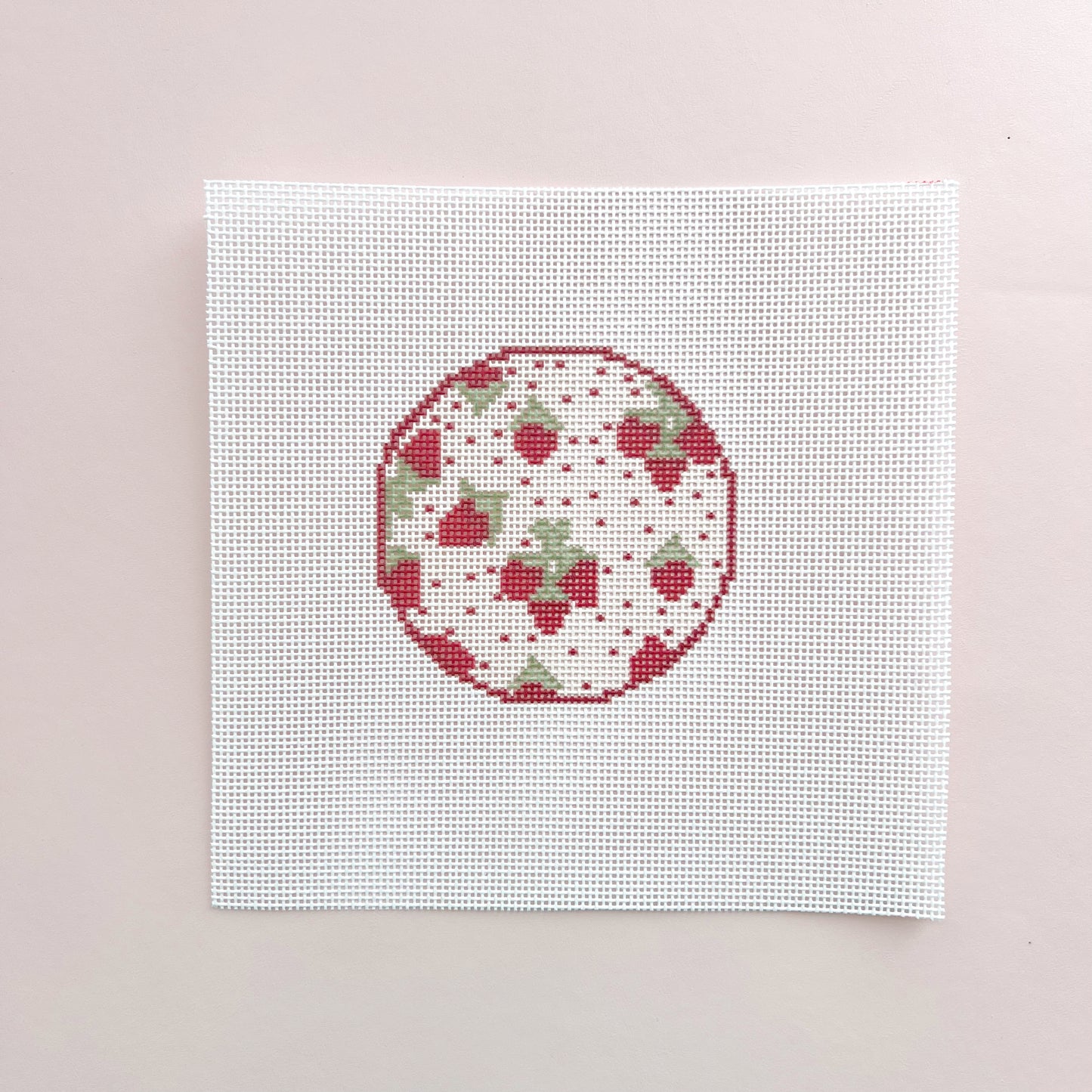 Strawberry Round Needlepoint Canvas, 13 Mesh, 4" Round