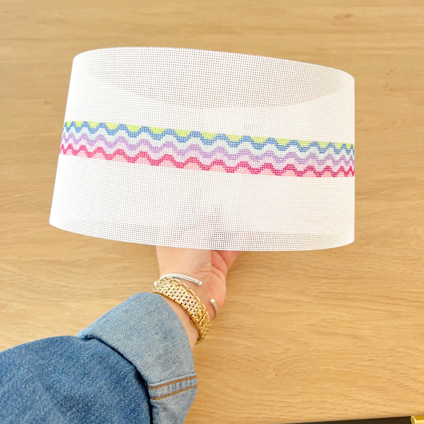 Squiggle Rainbow Hatband Needlepoint Canvas, 18 Mesh, 1.15" x 24" Design Size