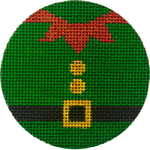 Elf Suit Ornament Needlepoint Canvas, 13 Mesh, 4" Round Christmas Ornament Canvas