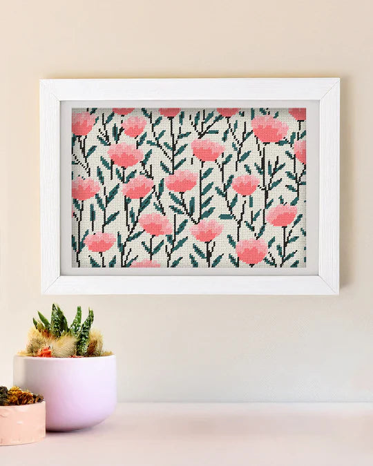Pink Floral Needlepoint Beginner Kit, Unwind Studio Needlepoint Kit