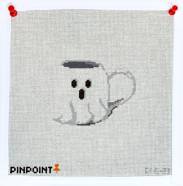 Ghost Mug Cup Halloween Needlepoint Canvas, 18 Mesh, 4x4 Design