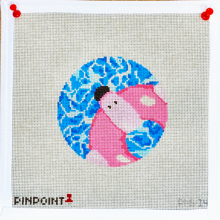 Flamingo Pool Float Needlepoint Canvas, 18 Mesh, 4" x 4"