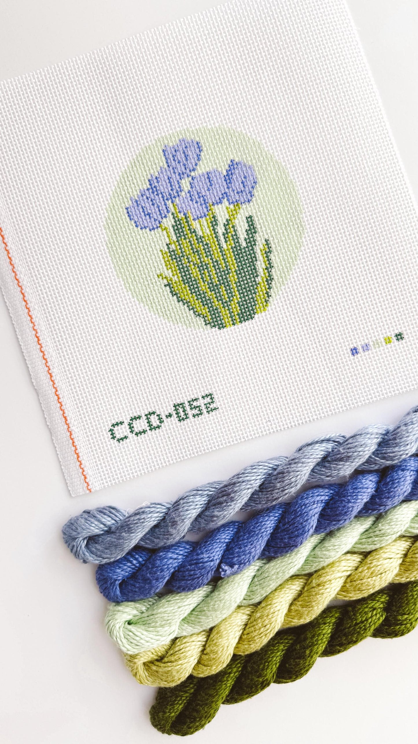 Tulip Flower Round Needlepoint Canvas | Hand-Painted 13 Mesh | 4" Design on 8" x 8" Canvas | Ready to Ship