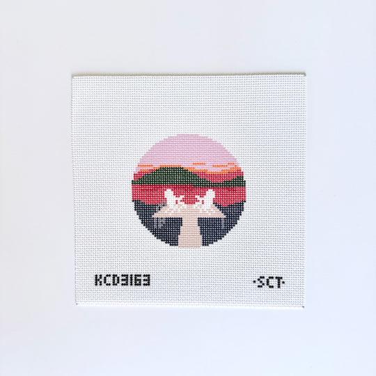 Lakeside Sunset Printed Needlepoint Canvas by KCN Designers