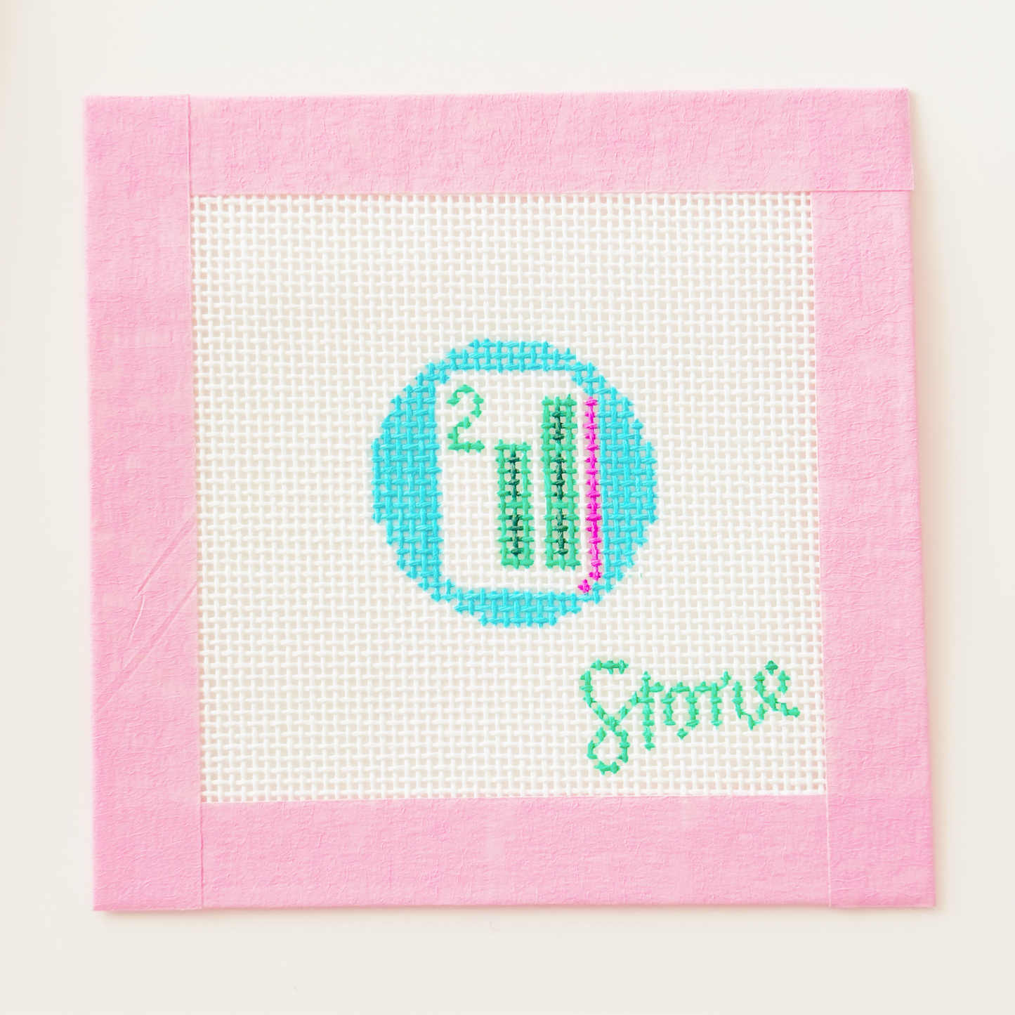 Mahjong tile 1x1 circle needlepoint canvas on 18 mesh