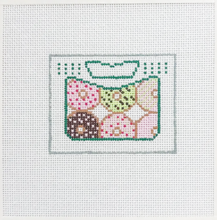 Mini donut box needlepoint canvas