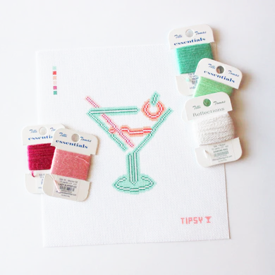 Neon martini needlepoint canvas