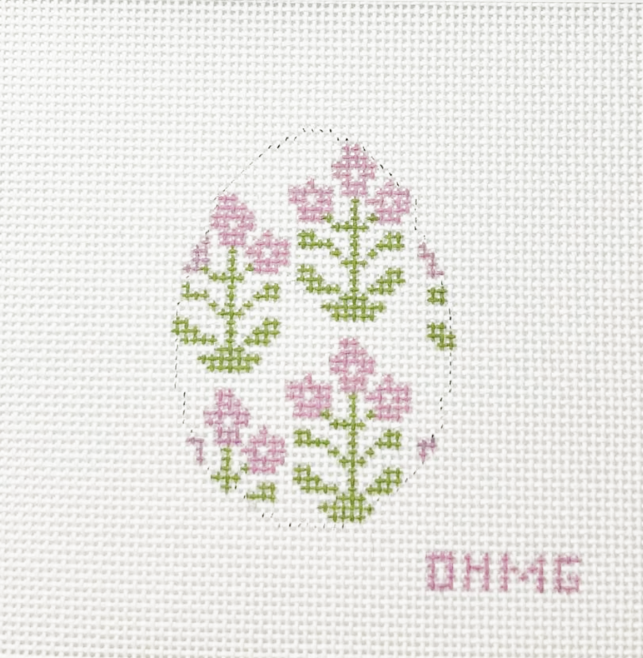 Pink Floral Egg needlepoint canvas