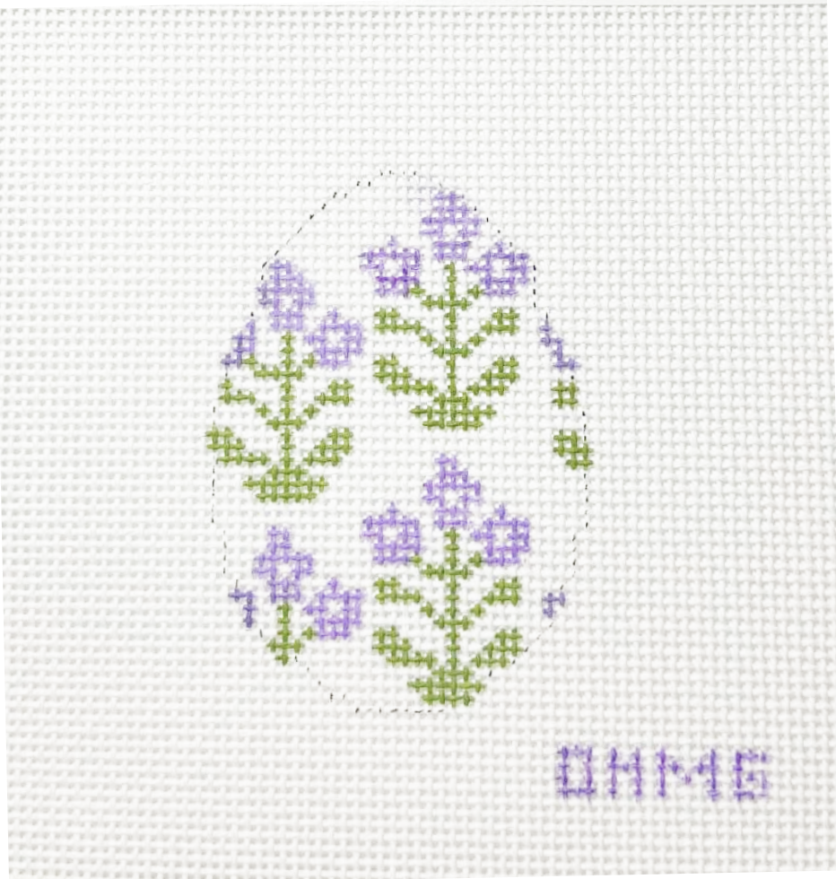 Purple Floral Egg needlepoint canvas