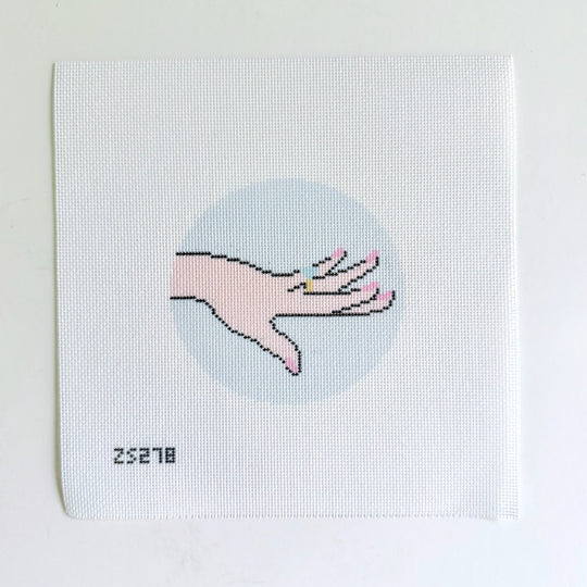 Show Me the Ring Blue Printed Needlepoint Canvas by KCN Designers