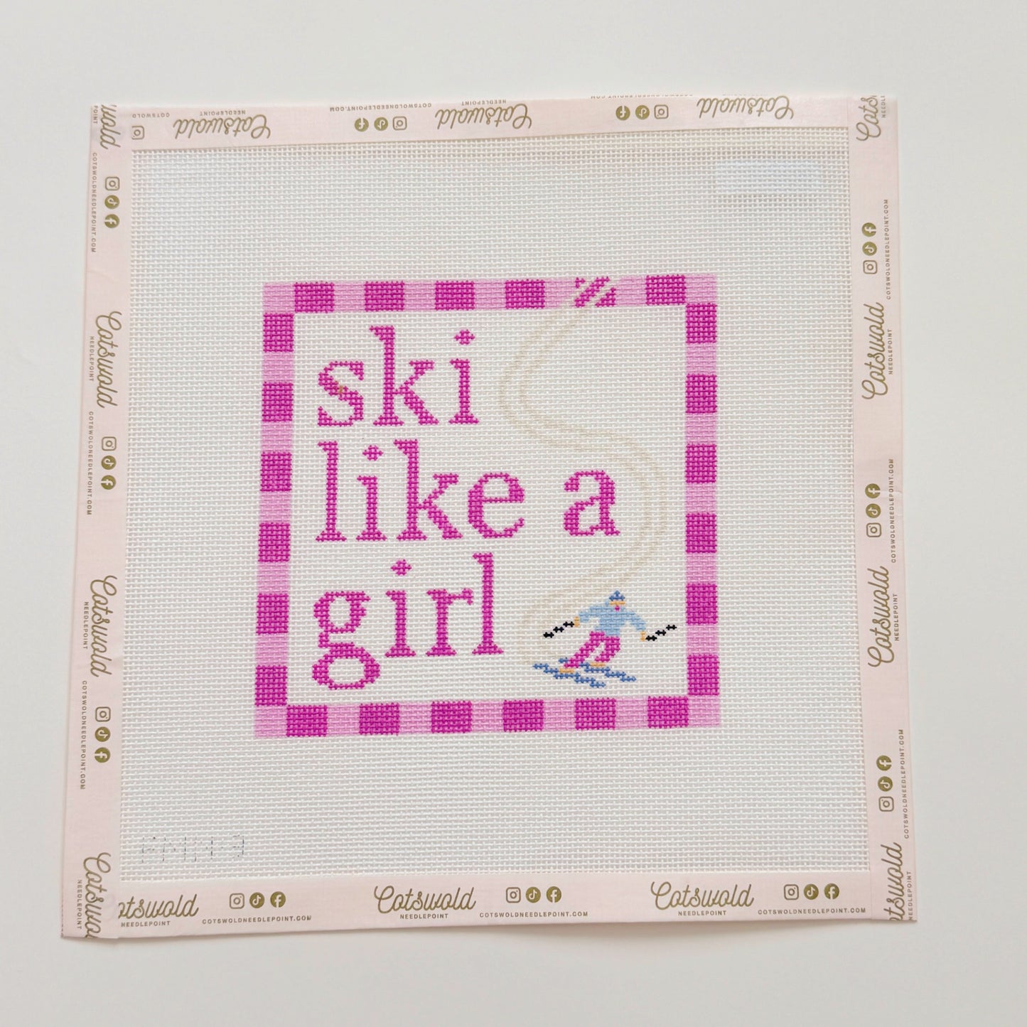 Ski Like A Girl Needlepoint Canvas by Forget Me Not Needleworks