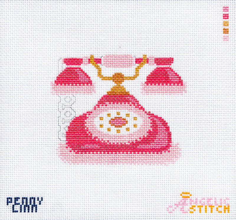 Y2K Fuzzy Rotary Phone Pink needlepoint canvas