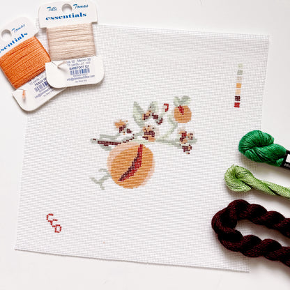 Wholesale Exclusive Peach Branch 18 Mesh Hand Painted Needlepoint Canvas 4x4"