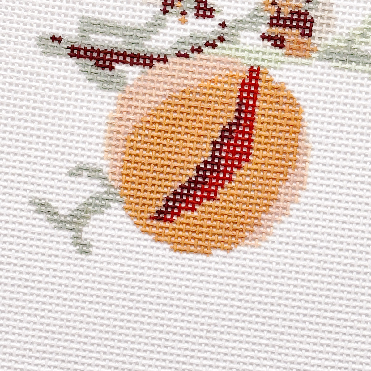 Wholesale Exclusive Peach Branch 18 Mesh Hand Painted Needlepoint Canvas 4x4"