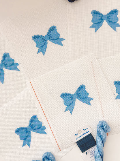 Aesthetic Blue Bow Coquette Needlepoint Canvas, 18 Mesh Bow Beginner Needlepoint Canvas, 2"x3” Bow Canvas