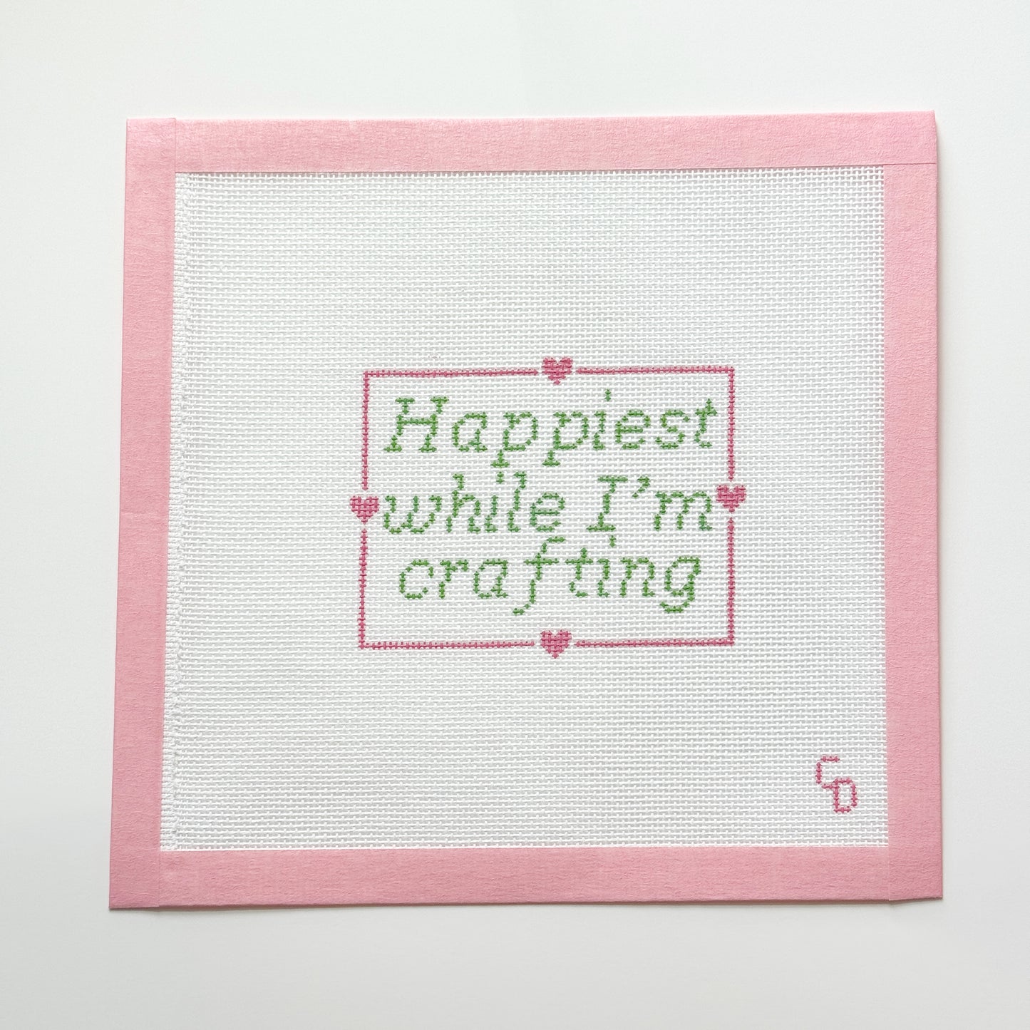 Happiest While I’m Crafting Crafting Needlepoint Canvas, 18 Mesh, 4x4 Design