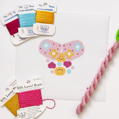 Happy Pills Aesthetic Needlepoint Canvas | Hand-Painted 5” Design on 8"x8" 18 Mesh