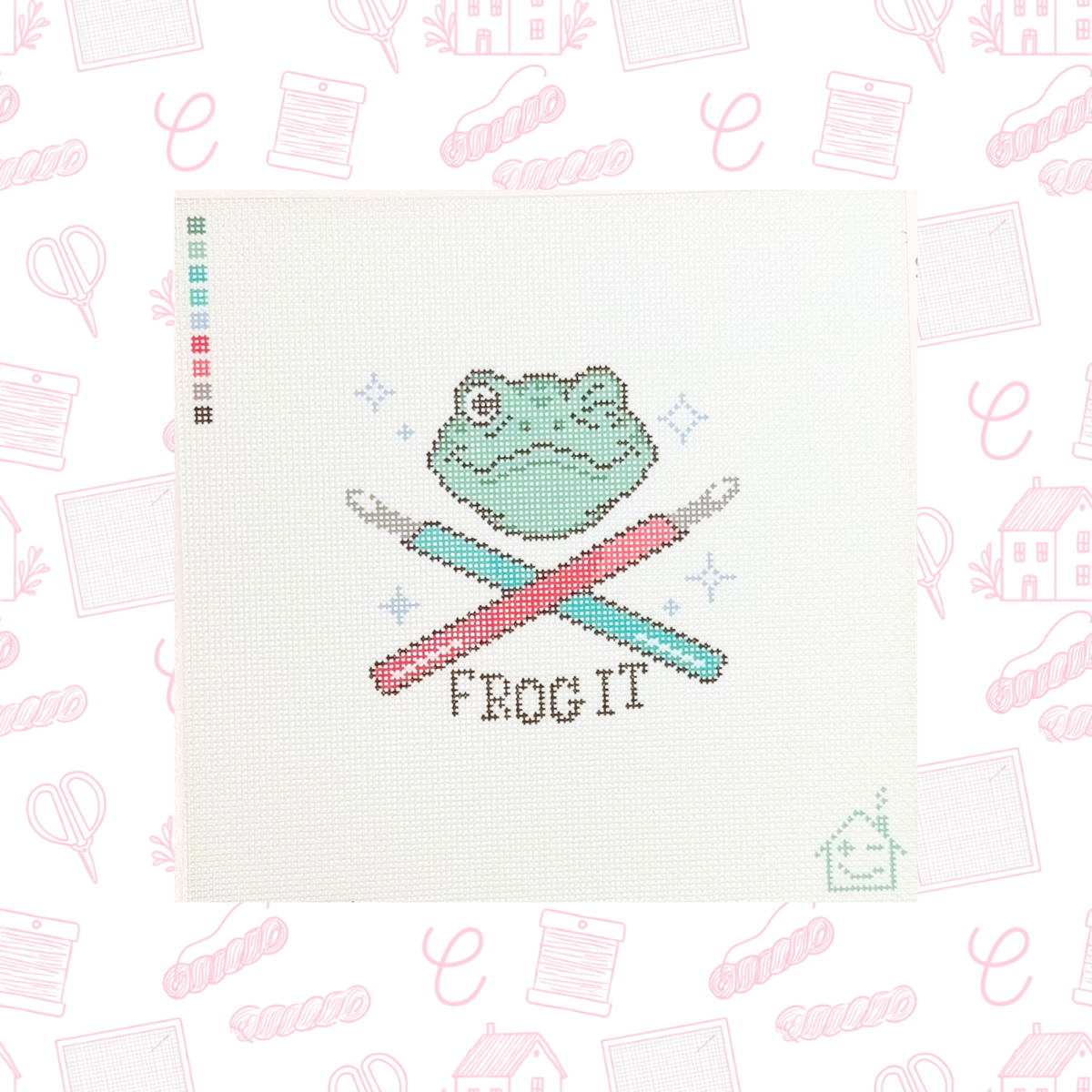 Frog It Needlepoint Canvas, 18 Mesh, 3.7"x3.4" Design Size