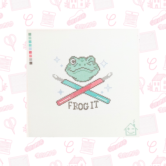Frog It Needlepoint Canvas, 18 Mesh, 3.7"x3.4" Design Size