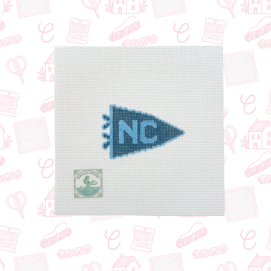 North Carolina Blue Pennant Flag Needlepoint Canvas, 18 Mesh, 3"x2.5" Design Size
