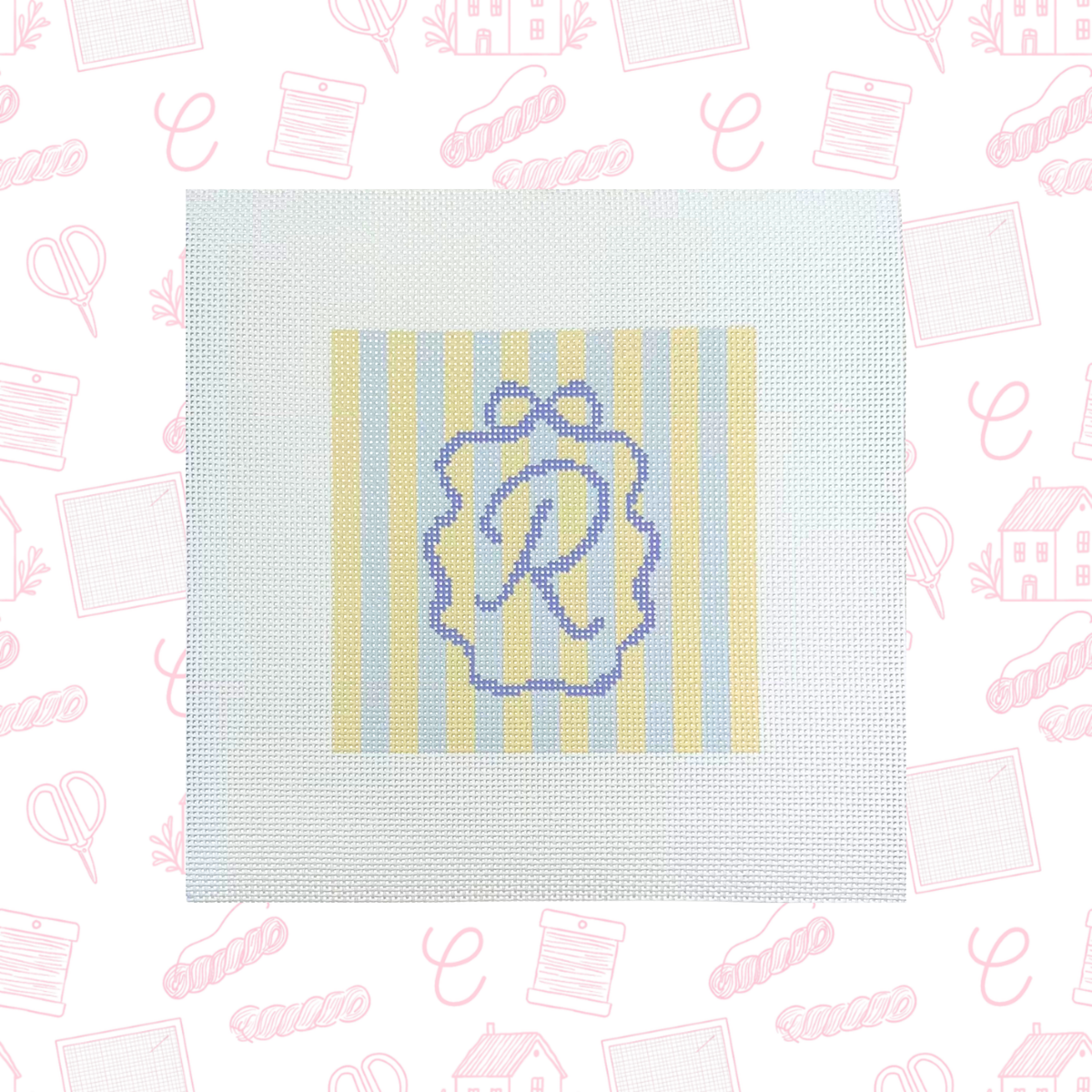 Monogram Striped Hanger Needlepoint Canvas, 18 Mesh, 3"x4.25" Design Size