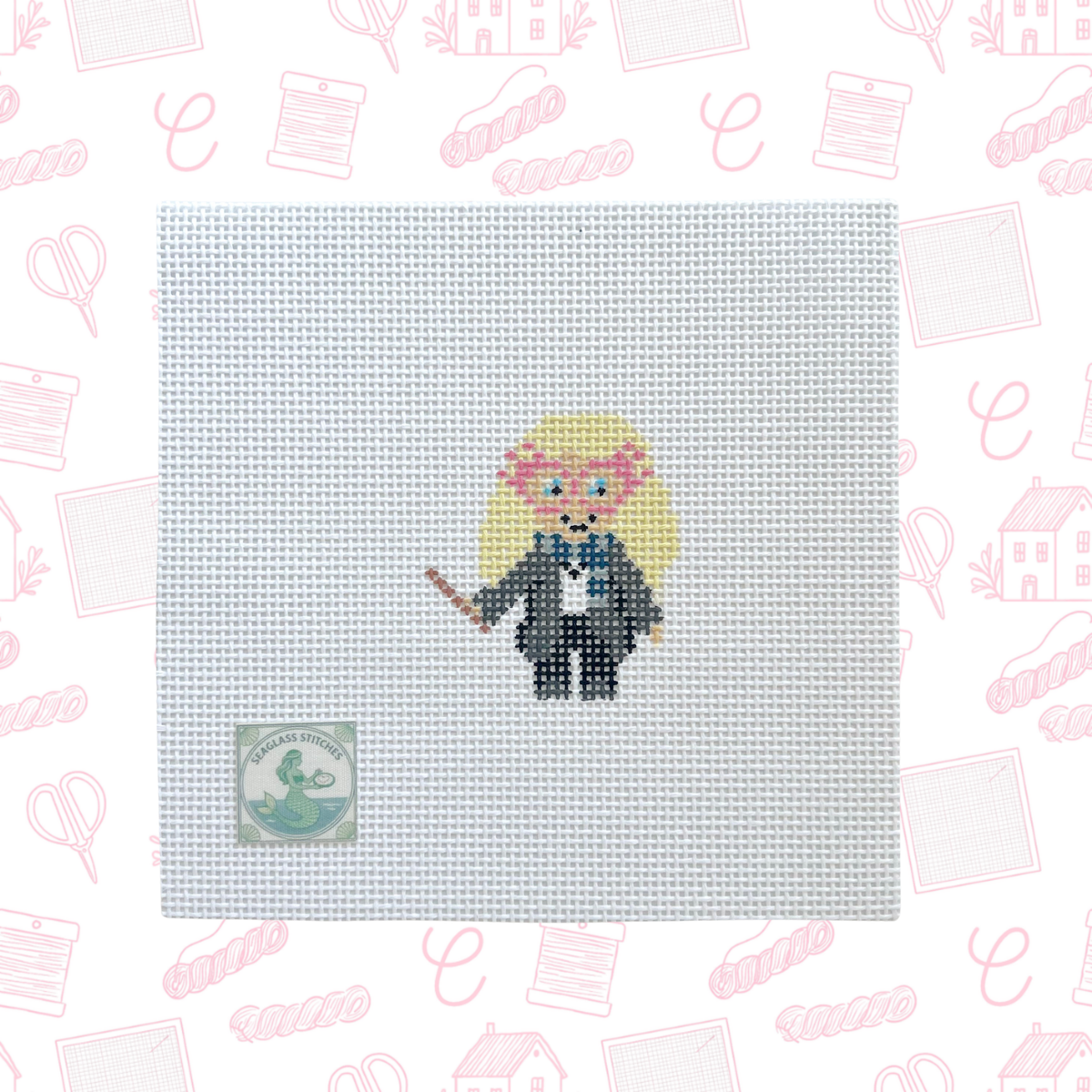 Wizard HP Blonde School Girl Needlepoint Canvas, 13 Mesh, ~2"x2.5" Design Size