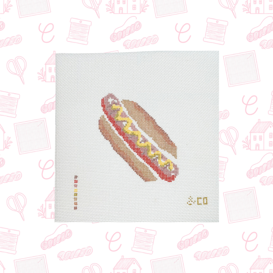 Hot Dog Needlepoint Canvas, 18 Mesh, 2.5" x3" Design Size