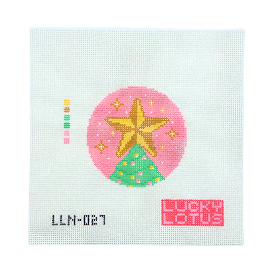 Christmas Tree Starlight Needlepoint Canvas Round Ornament, 13 Mesh, 4" Round