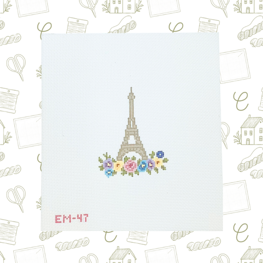 Eiffel Tower Needlepoint Canvas, 18 Mesh, 3.44"x2.6" Design Size