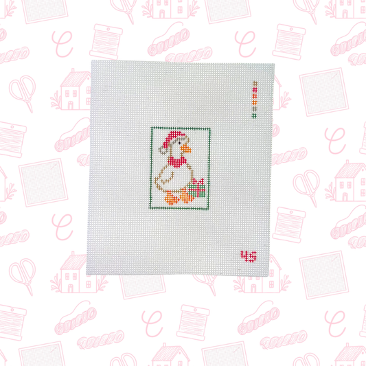 Christmas Goose Needlepoint Canvas, 14 Mesh, 2"x3" Design Size