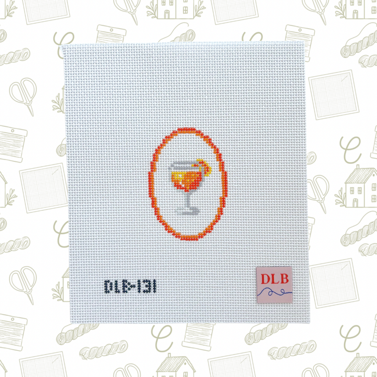 Mini Aperol Spritz Needlepoint Canvas, 14 Mesh, 2.25" x 3.25" Design Size