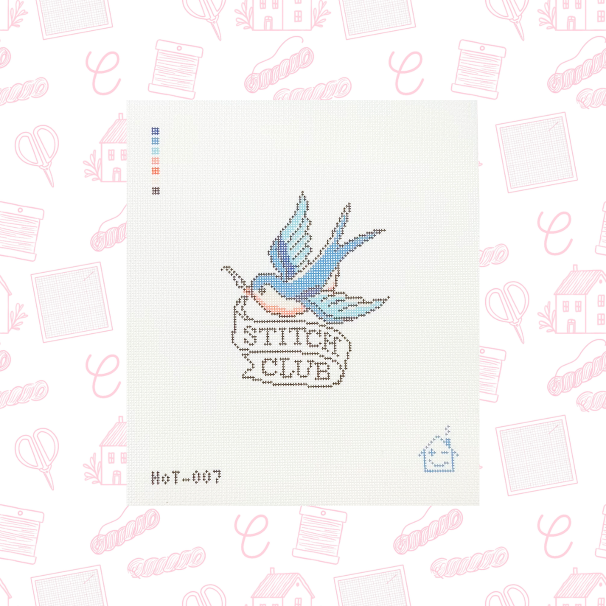 Stitch Club Sparrow Needlepoint Canvas, 18 Mesh, 3.7"x4.4" Design Size