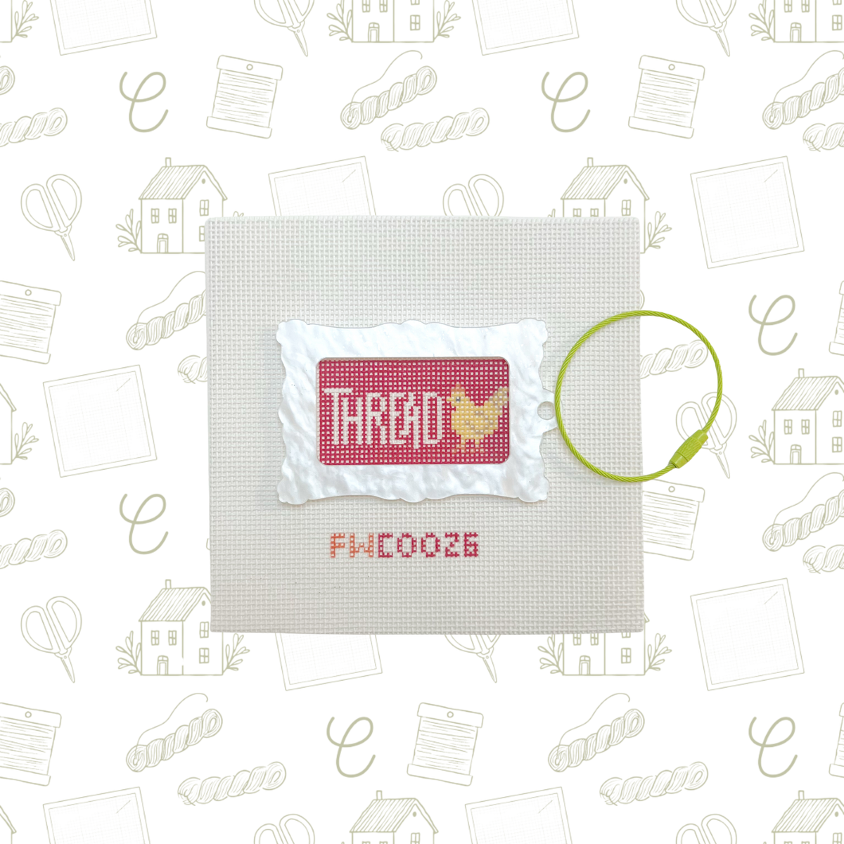 Thread Chicken Mini Needlepoint Canvas, 18 Mesh, 1.25"X2.25" Design Size