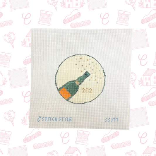 Celebration Champagne Needlepoint Canvas, 18 Mesh, 4" Round