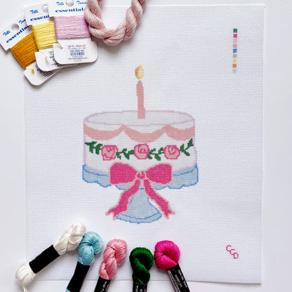 Wholesale Exclusive Birthday Bow Cake 18 Mesh Hand Painted Needlepoint Canvas